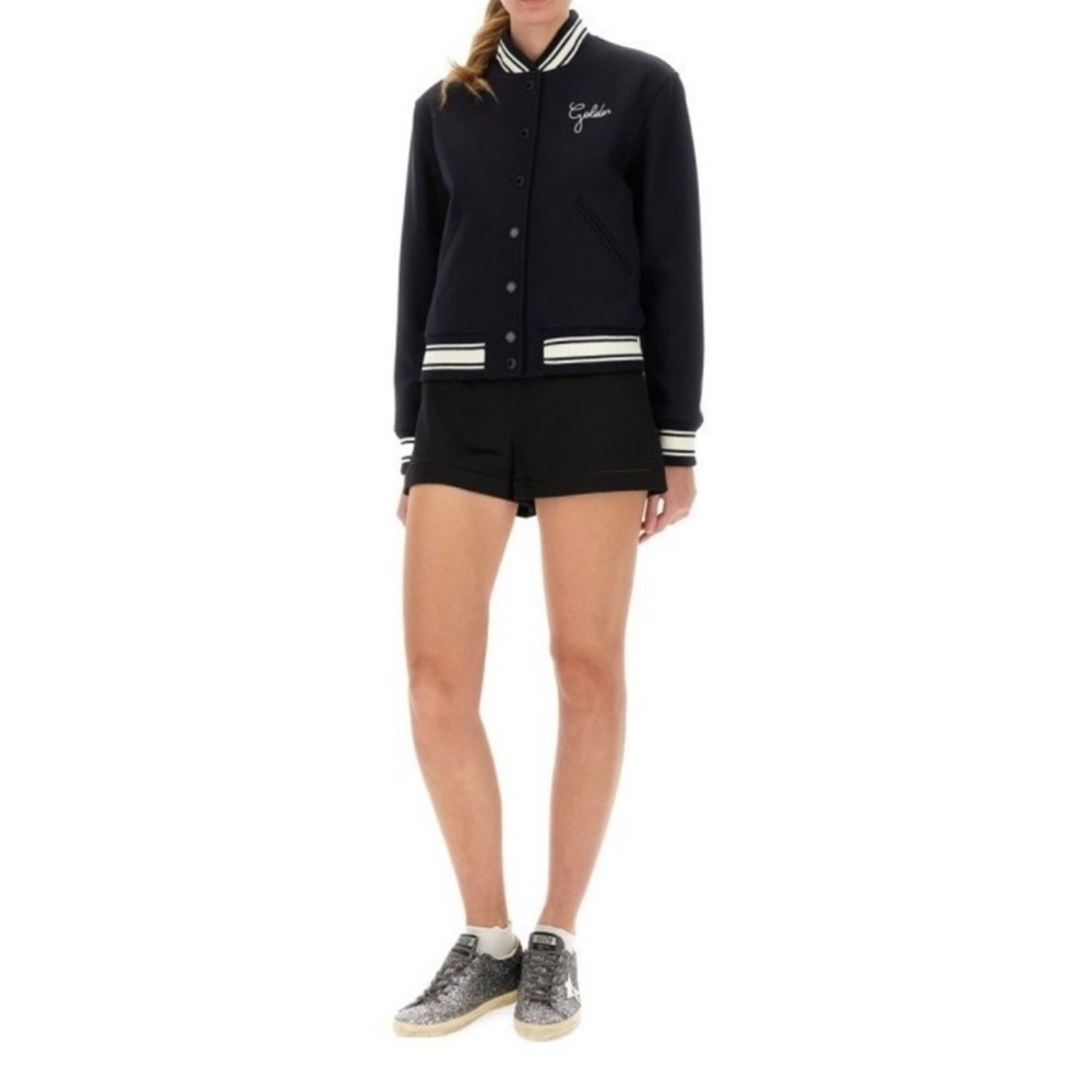 Golden Goose Dirce Navy Cropped Bomber Jacket Size 40 IT New - Picture 2 of 16